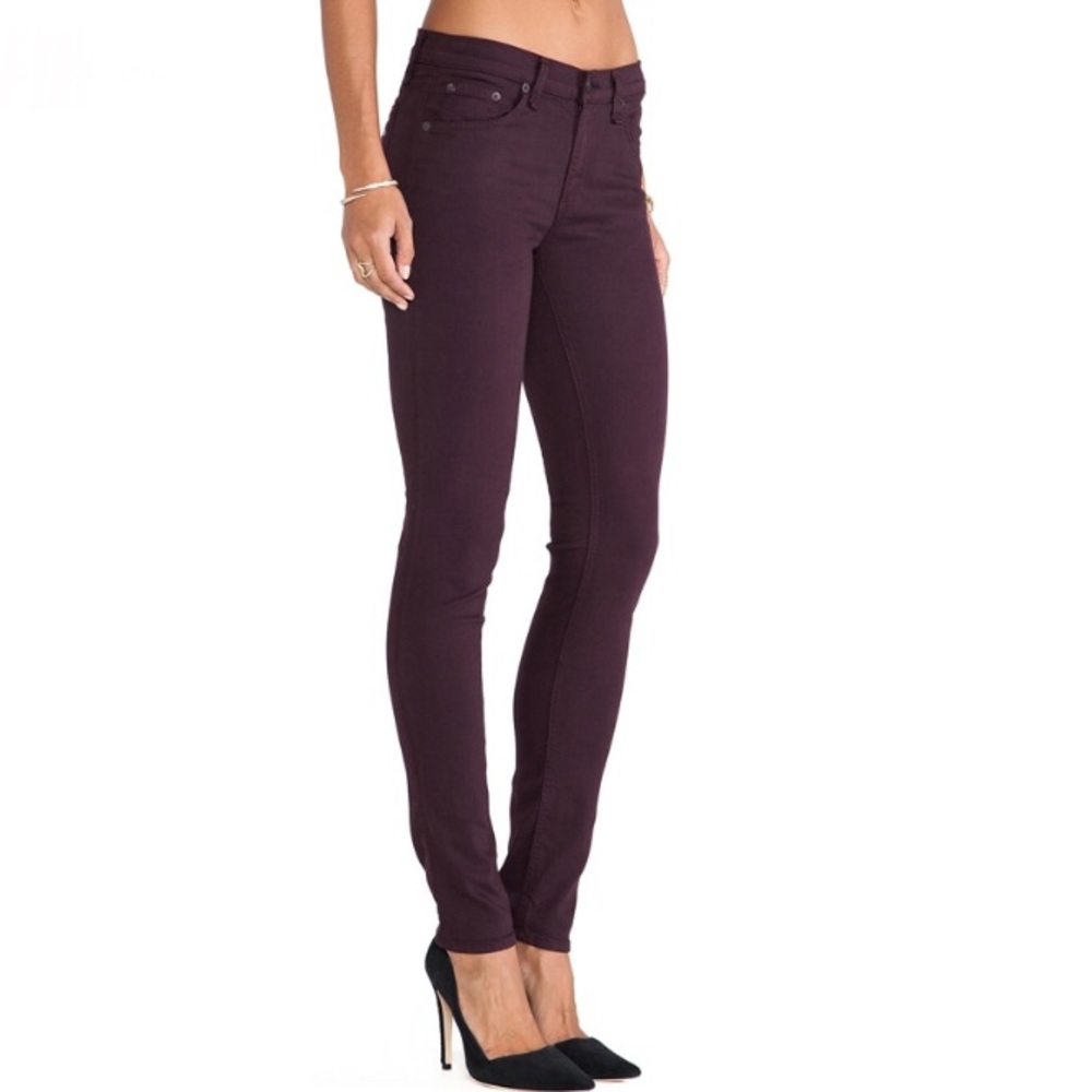 Rag & Bone The Skinny Jeans Distressed Wine